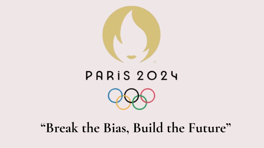 Paris 2024 Olympics logo with gender equality tagline